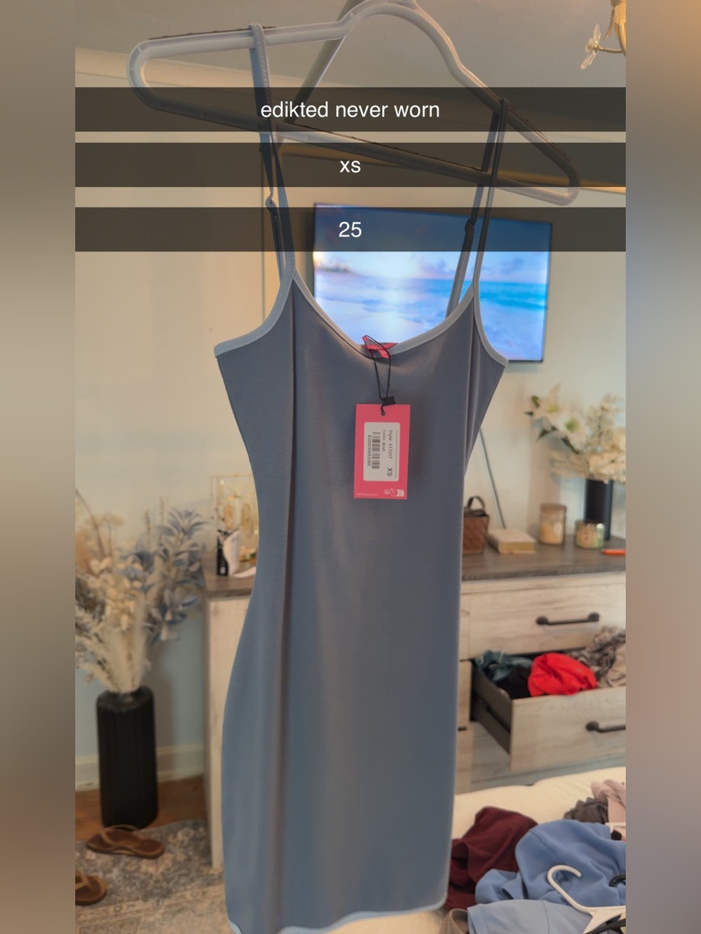Edikted Steel Blue Mini Slip Dress